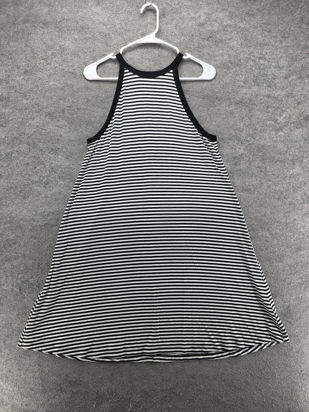 Old Navy Dress Womens M Black Trapeze & Swing Short Sleeveless Striped Halter